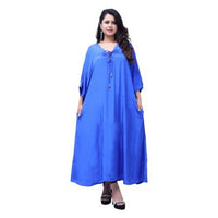 Blue Long Kaftan with Pockets