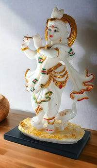 Standing Krishna White Gold