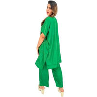 Embellished Kaftan Pant Set Green
