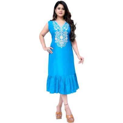 Embroidery Dress Turquoise