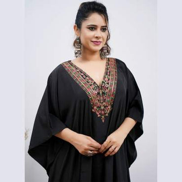 Embroidery Kaftan Black