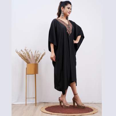 Embroidery Kaftan Black