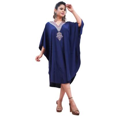 Embroidery Kaftan Navy Blue