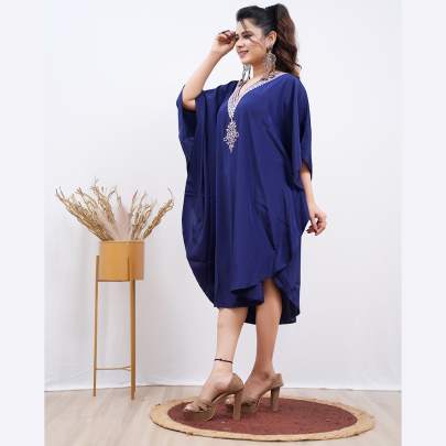Embroidery Kaftan Navy Blue