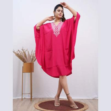 Embroidery Kaftan Pink