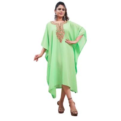 Embroidery Kaftan Pista Green