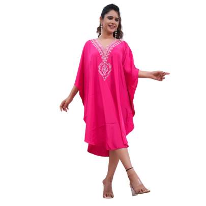 Embroidery Kaftan Rani Pink