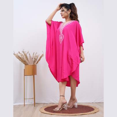 Embroidery Kaftan Rani Pink