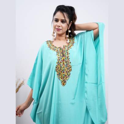 Embroidery Kaftan Sea Green