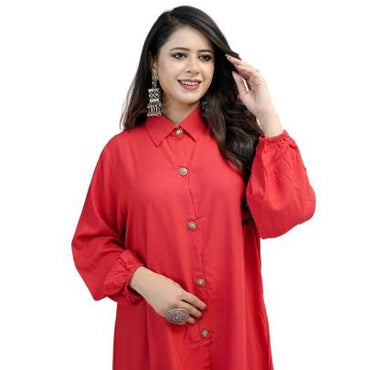 High Low Style Kurta Palazzo Red