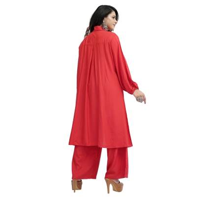 High Low Style Kurta Palazzo Red