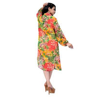 High Low Style Leaf Printed Shirt Orange