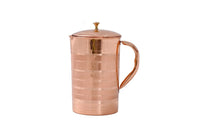 SAINORA Pure Copper Mirror-Silver Touch Jug, Pitcher with Brass Knob on Lid, Serve ware, Drinkware – 1000ml