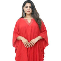 Red Kaftan with Pant Co-ord Set