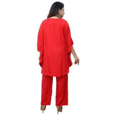Red Kaftan with Pant Co-ord Set