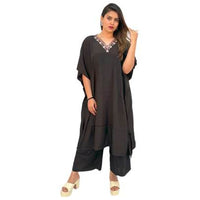 Embellished Kaftan Pant Set Black