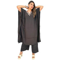 Embellished Kaftan Pant Set Black