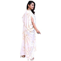 White Sparkling Print long Kaftan Dress